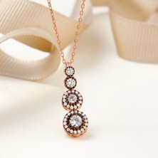 Siset Gümüş 925 Ayar Elmas Montür Tria (Üç Taşlı) Gümüş Kolye