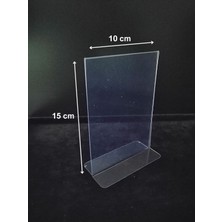 Şeffaf Etiket Pvc Broşürlük Menülük Etiketlik 10X15 cm Tutucu Dik Çift Yön A6 Masaüstü Föylük Pvc Isimlik Bilgilendirme Ekipmanları