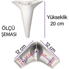 Glaswen 8 Adet Zelve 20 cm Beyaz Lüx Mobilya Kanepe Sehpa Ünite Koltuk Ayağı Baza Ayak