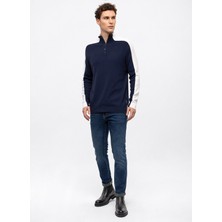 Back And Bond Dik Yaka Regular Fit Düz Lacivert Erkek Kazak B33W40029