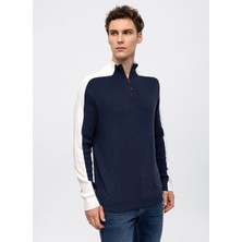Back And Bond Dik Yaka Regular Fit Düz Lacivert Erkek Kazak B33W40029