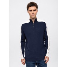 Back And Bond Dik Yaka Regular Fit Düz Lacivert Erkek Kazak B33W40029