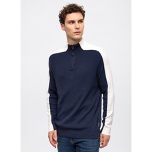 Back And Bond Dik Yaka Regular Fit Düz Lacivert Erkek Kazak B33W40029