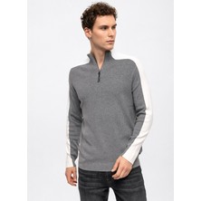 Back And Bond Dik Yaka Regular Fit Düz Gri Erkek Kazak B33W40029