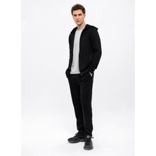 Back And Bond Kapüşon Yaka Regular Fit Düz Siyah Erkek Kazak B33W12003