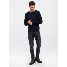 Back And Bond O Yaka Regular Fit Jakarlı Lacivert Erkek Kazak B33W40054