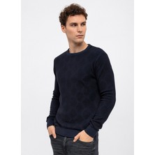 Back And Bond O Yaka Regular Fit Jakarlı Lacivert Erkek Kazak B33W40054