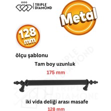 Triple Diamond 128 mm Metal Mat Siyah Çekmece Kulpları Mutfak Dolap Mobilya Kulpu 1 Adet ( 12.8 cm ) = 128MM