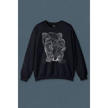 So Cool Kara Kedi Silüet Çizim Black Cat Bıyıklı Baskılı Unisex Sweat