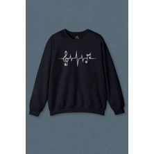 So Cool I Love Music Sol Anahtarı Kalp Ritmi Ritim Müzik Baskılı Unisex Sweat