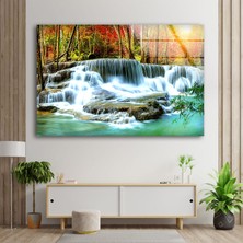 Myphotostation Şelale Doğa Manzarası Temperli Cam Duvar Tablosu