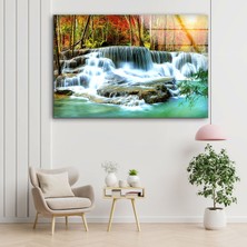Myphotostation Şelale Doğa Manzarası Temperli Cam Duvar Tablosu