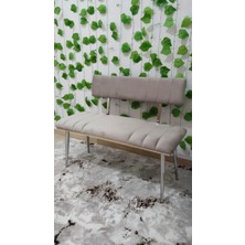 Özcan Mobilya Aksesuar Krom Metal Ayaklı Metal Kasalı Sırtlı  Mutfak Salon Antre Yatak Odası Balkon Puf Bank Oturak