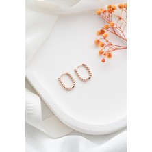 Gümüşistan 925 Ayar Gümüş Rose Renk Trend Küpe