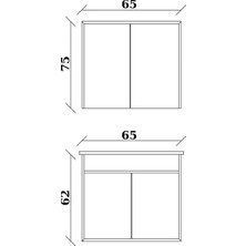 Sözcan Group Dicle Tk. (Asma Alt+Üst+Lavabo) Beyaz 65 cm