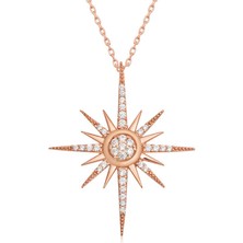 Stil Love Gümüş Rose Kutup Yıldızı Kadın Kolye