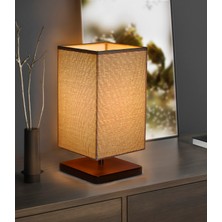EFLIGHTDESIGN Ahşap Abajur Bej Modern Şık Yatak Odası Salon Masa Lambası