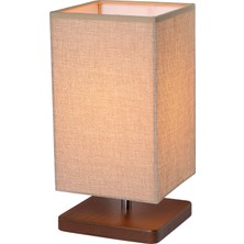 EFLIGHTDESIGN Ahşap Abajur Bej Modern Şık Yatak Odası Salon Masa Lambası
