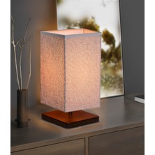 EFLIGHTDESIGN Ahşap Abajur Gri Modern Şık Yatak Odası Salon Masa Lambası