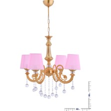 Polat Aydınlatma Turna 4 Lü Pembe Şapkalı Lüx Avize (Gold)