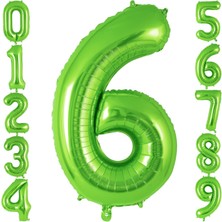Patladı Gitti 6 Rakam Açık Yeşil Folyo Balon 32-34" Inc 82 cm