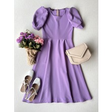 Küçüğüm Butik Karpuz Kollu  Krep Midi Boy Kloş Anne-Kız Çocuk Kombin