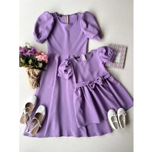 Küçüğüm Butik Karpuz Kollu  Krep Midi Boy Kloş Anne-Kız Çocuk Kombin