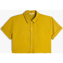 Koton Crop Gömlek Kısa Kollu Düğmeli Modal Karışımlı