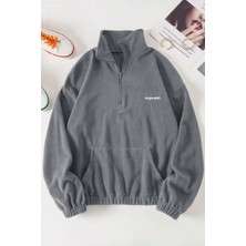 Ghassy Co. Kadın Kanguru Cepli Fermuarlı Polar Sweatshirt