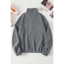 Ghassy Co. Kadın Kanguru Cepli Fermuarlı Polar Sweatshirt