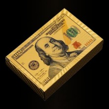Sepetin Burada Bossvegas Dolar Şeklinde Su Geçirmez Pvc Altın Iskambil Kartı Seti Vegas Kumar