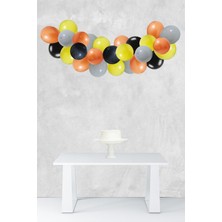 Pekshop Turuncu Siyah Konsept Balon Zinciri 42 Parça