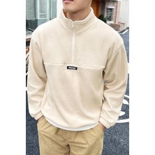 Ghassy Co. Erkek Oversize Regular Dik Yaka Yarım Fermuarlı Polar Sweatshirt