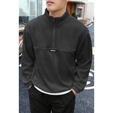 Ghassy Co. Erkek Oversize Regular Dik Yaka Yarım Fermuarlı Polar Sweatshirt