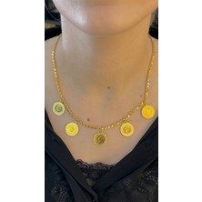 Kuyumcu Nurettin 5 Bir Yerde Çeyrekli Kolye 14 Ayar 4.60 gr Ağırlığında Altın Zincir