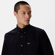 Nikke Lacoste Erkek Slim Fit Düğmeli Yaka Siyah Gömlek