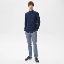 Nikke Lacoste Erkek Slim Fit Düğmeli Yaka Lacivert Gömlek