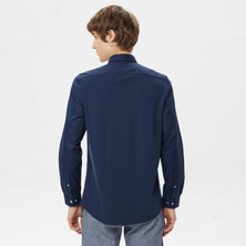 Nikke Lacoste Erkek Slim Fit Düğmeli Yaka Lacivert Gömlek