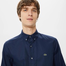 Nikke Lacoste Erkek Slim Fit Düğmeli Yaka Lacivert Gömlek