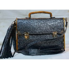 Sska Ahşap Kenarlıklı Deri Omuz Çantası...