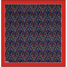 Bursa İpek Lacivert Side Desen Ipek Eşarp