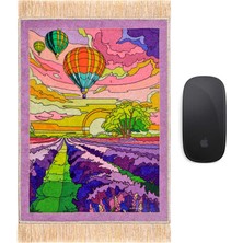 Bursa İpek Lila Balonlar Dekoratif Küçük Halı Mousepad