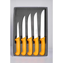 Solingen Messermann Germany Sefertech | Bıçak Seti - (5 Parça / Sarı) Solingen Şef Bıçağı Takımı