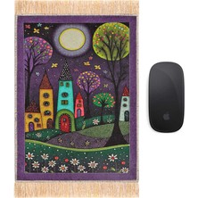 Bursa İpek Mor Masal Dekoratif Küçük Halı Mousepad