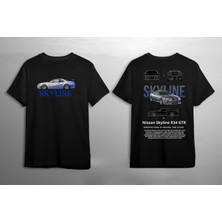 Swozz Unisex Oversize Nissan Skyline Ön ve Sırt Baskılı Siyah T-Shirt