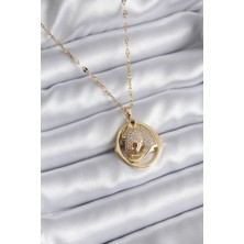 Callerrons Accessories  316L Çelik Gold Renk Zirkon Taşlı Puma Model Kadın Kolye