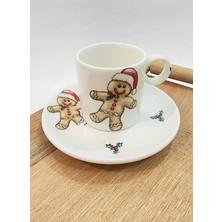 Mimoza Porselen Kurabiye Adam Yılbaşı Desen Kahve Fincanı Tek Kişilik