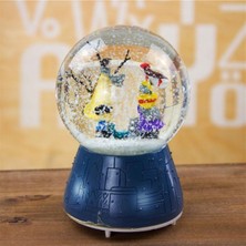 Home Dekor Hediye Işıklı Müzikli Kış Masalı Orta Boy Kar Küresi Yeni Yıl Yılbaşı 12 cm Boy