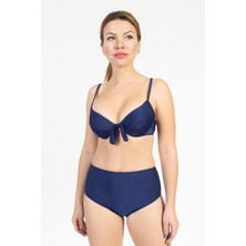 Pemilo Kadın 718 Yüksel Bel Kaplı Bikini Takımı Saks Mavi