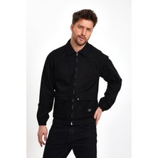 Damga Unisex Streetwear Stil Jean Rahat ve Tarz Fermuarlı Kot Ceket Siyah
